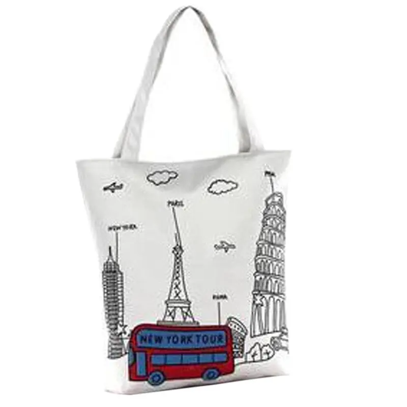 Printing Canvas Girl Shopping Shoulder Bags Women Messenger Bags Tote Hbags Women's Bolsas 1