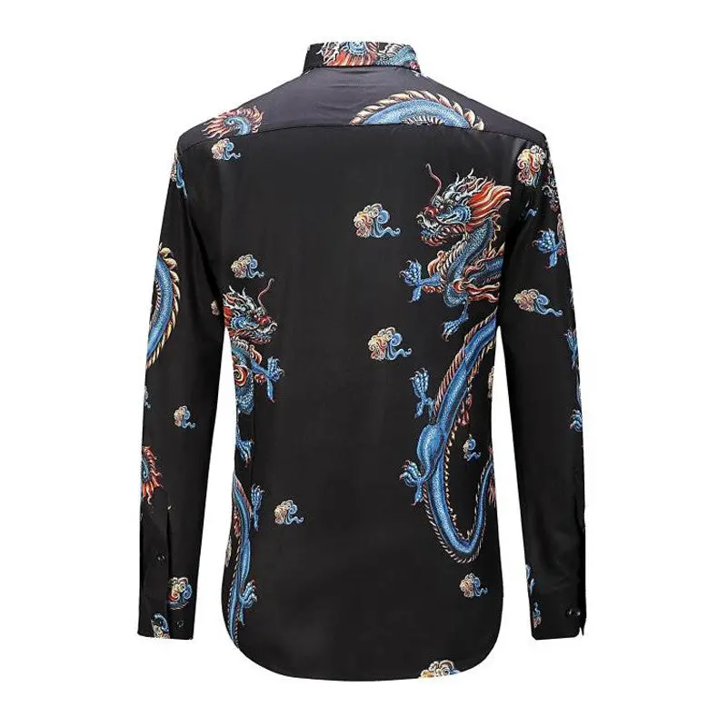 Printing Shirts Hombre Camisa Masculina Casual Slim Fit Long Sleeved Turn Down Collar Large Size Shirts 3