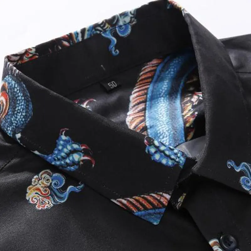 Printing Shirts Hombre Camisa Masculina Casual Slim Fit Long Sleeved Turn Down Collar Large Size Shirts 4