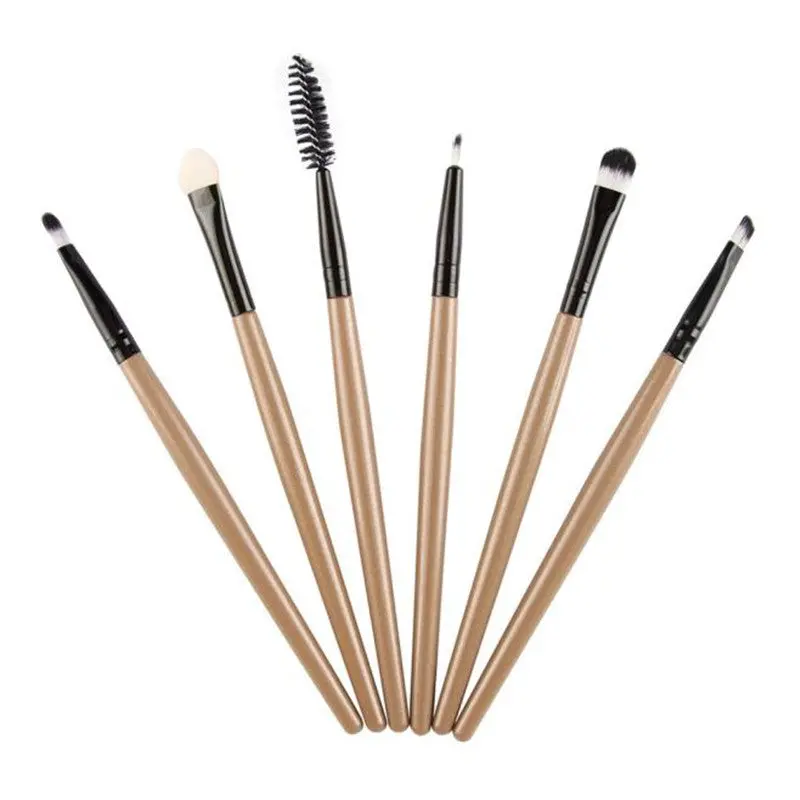 Pro 6 Pcs Bamboo Hle Eye Brushes Makeup Flat Brushes Cosmetics Professional Makeup Brush Hairbrush Concealer Kits Tools 1