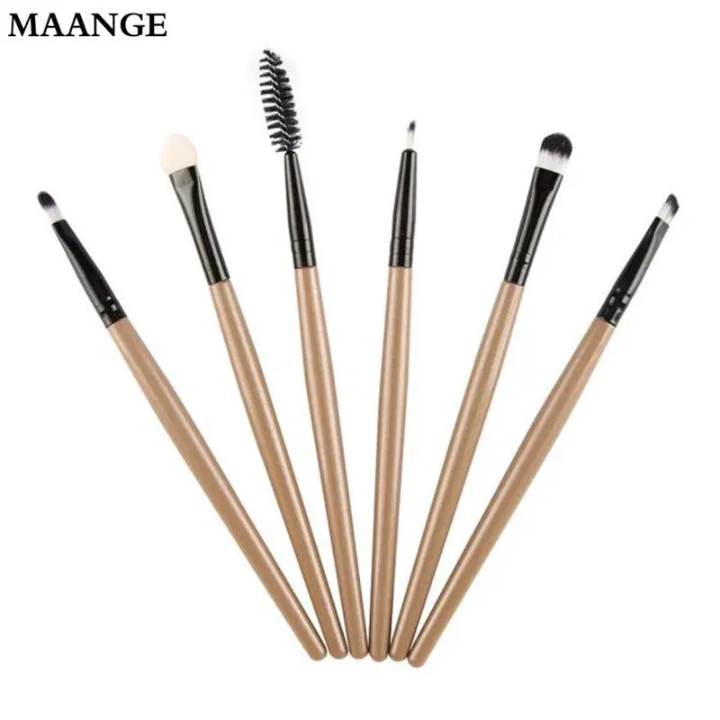 Pro 6 Pcs Bamboo Hle Eye Brushes Makeup Flat Brushes Cosmetics Professional Makeup Brush Hairbrush Concealer Kits Tools 2