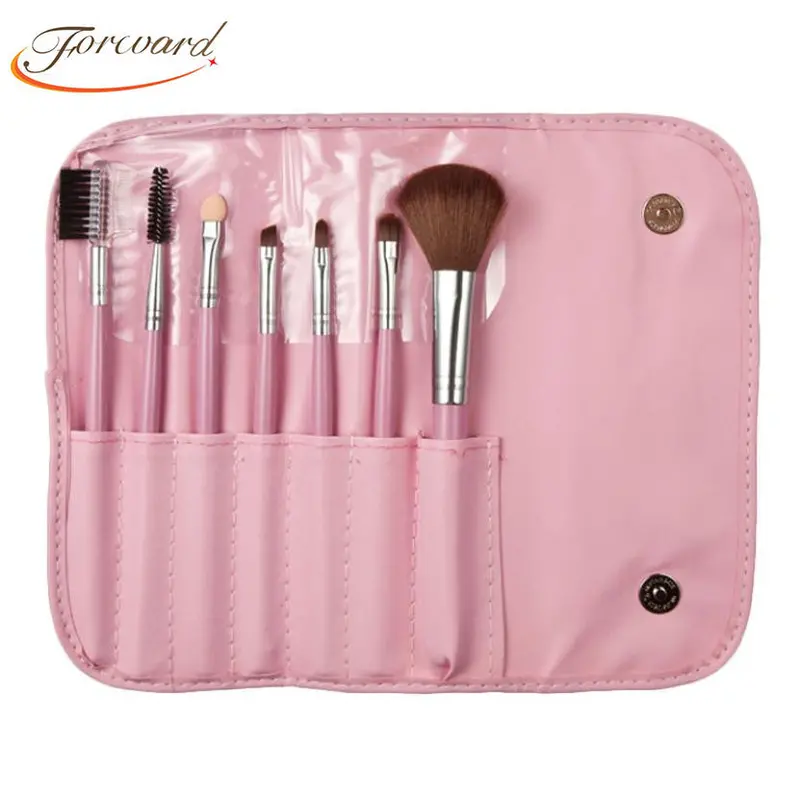 Professional 7 Pcs Makeup Brush Tools Make-Up Toiletry Kit Wool Make Up Brush Case 1