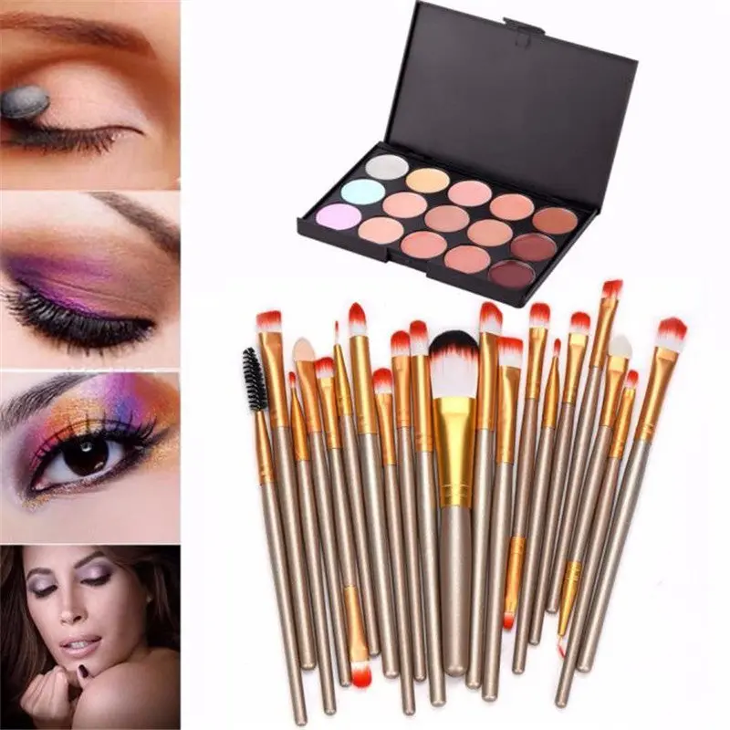 Professional Concealer Palette 15 Colors Makeup Facial Eyebrow Camouflage Cream Palette Base Palettes +20Pcs Makeup Brushes 2