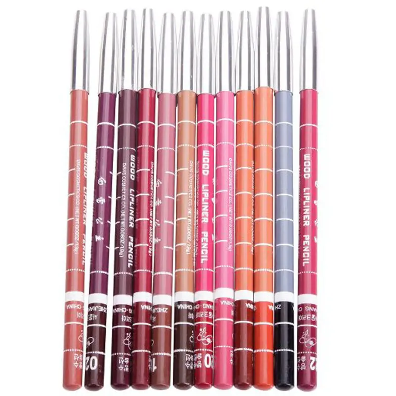 Professional Lipliner Pencil Waterproof Wooden Blend Lip Liner Pencil 15Cm 12 Colors Per Makeup Lipstick Tool 2