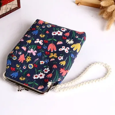 Promotion Canvas Design Wallets Women Retro Flower Print Small Wallet Hasp Purse Clutch Monedero Coin Purse 1