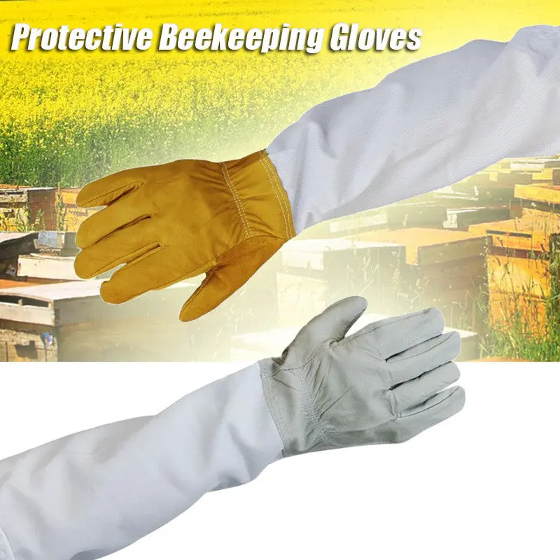 Protective Vented Long Sleeves Goatskin Bee Keeping Tool Beekeeping Gloves 87291 1