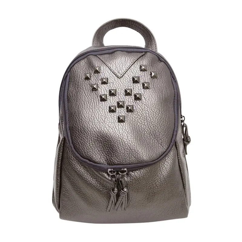 Pu Leather Backpack Women Preppy Style School Bags Casual Rivets Women Rucksack Travel Satchel Bags Mochila Feminina 3