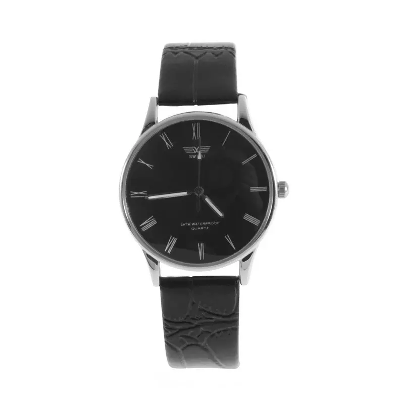 Pu Leather Stainless Steel Quartz Ro Numeral Wrist Watch Yks 1