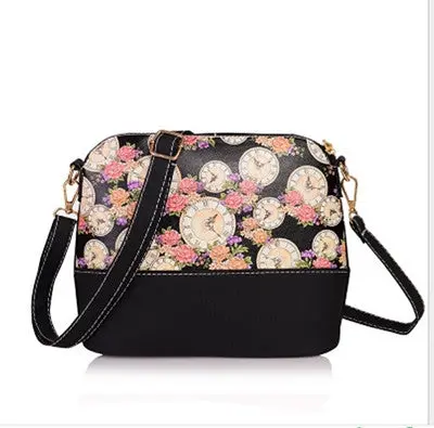 Pu Leather Women Handbag Floral Patchwork Retro Shoulder Bag Famous Women Bag Casual Tote Sac 1