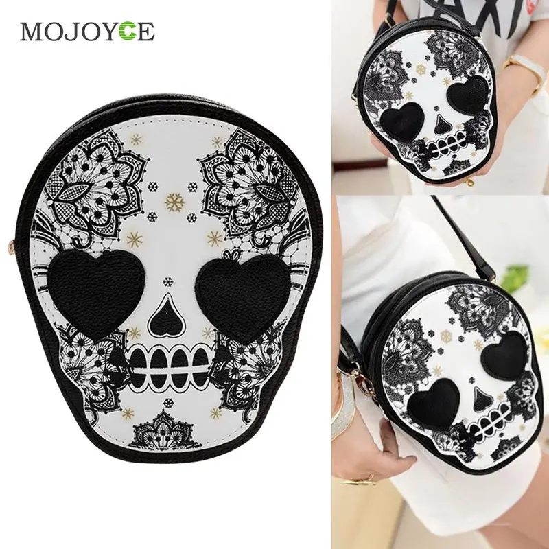 Pu Retro Skull Print Women Bags Shoulder Crossbody Bag Women Leather Handbag Women Messenger Bags Designer Punk Skull Mochila 2