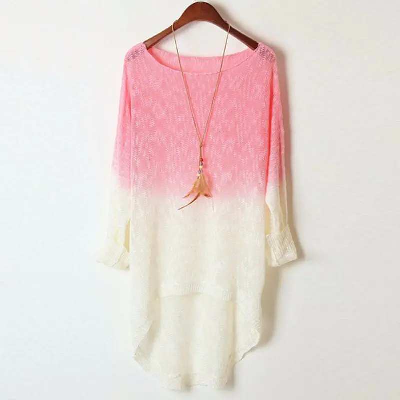 Pullover Sweater Gradient Knitted Women Sweaters And Pullovers Thin Swallowtail Oversized Loose Sweater Women 1