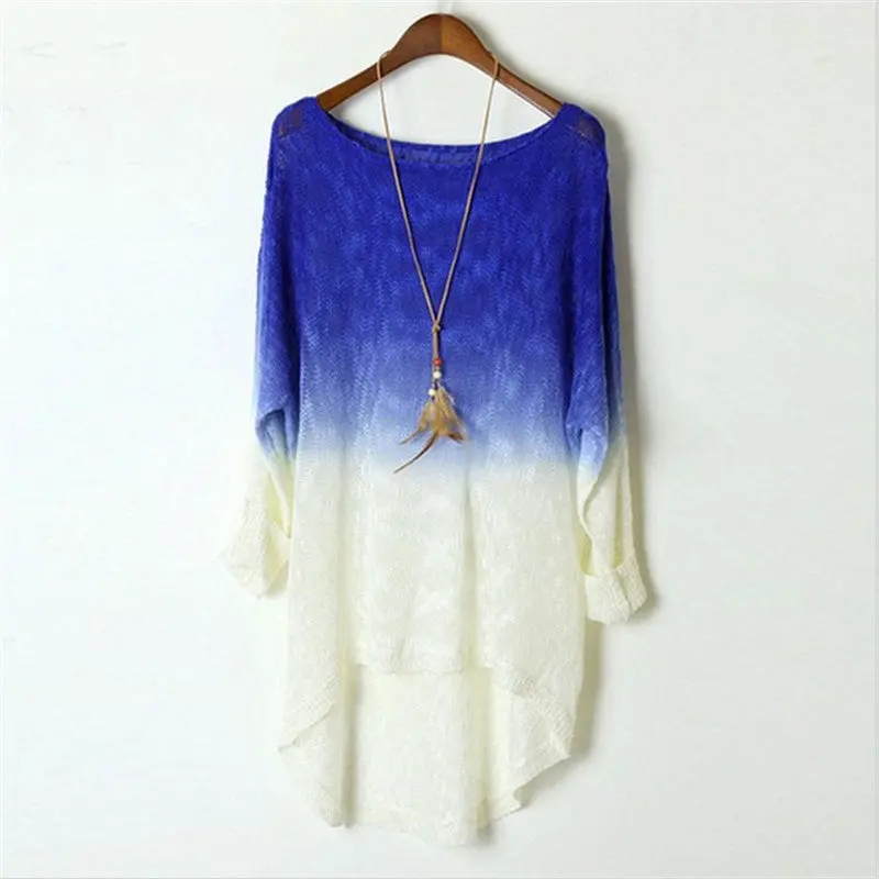 Pullover Sweater Gradient Knitted Women Sweaters And Pullovers Thin Swallowtail Oversized Loose Sweater Women 2