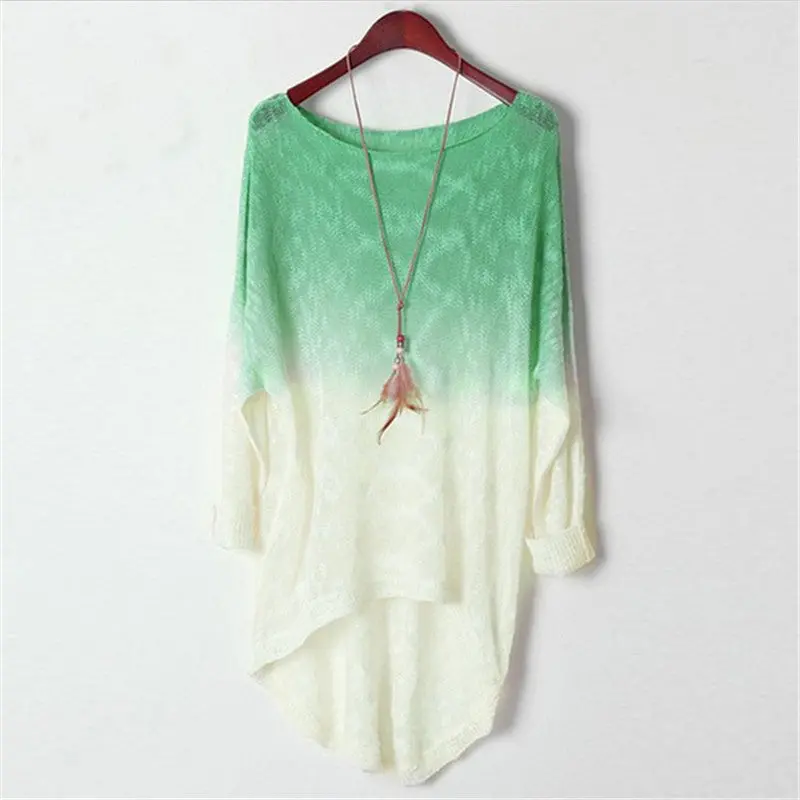 Pullover Sweater Gradient Knitted Women Sweaters And Pullovers Thin Swallowtail Oversized Loose Sweater Women 3
