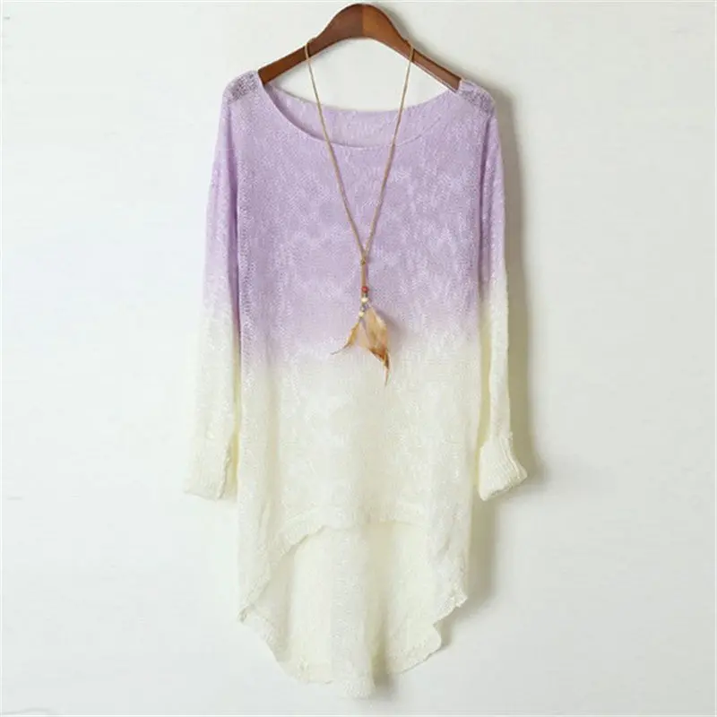 Pullover Sweater Gradient Knitted Women Sweaters And Pullovers Thin Swallowtail Oversized Loose Sweater Women 4