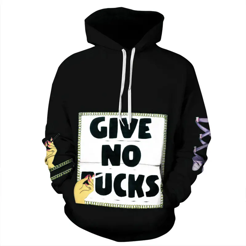 Punk Hooded Coat Digital Print 3D Blue With Yellow Bananasmoke Letter Pattern Hoodie Couple 1