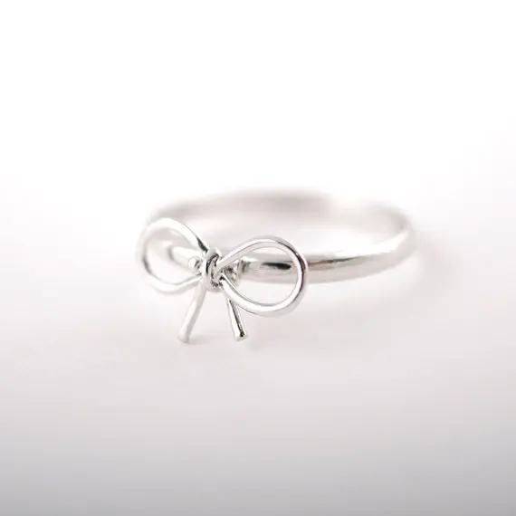 Punk Silver Ring Brief Cutout Bow Ring Irritably Paragraph Of Finger Ring 1