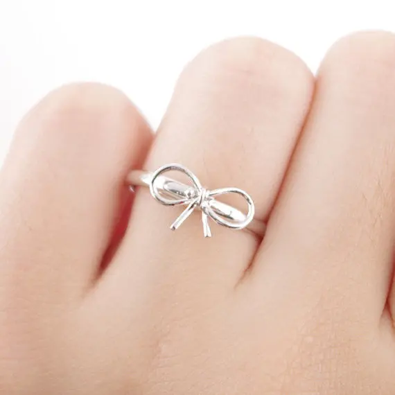 Punk Silver Ring Brief Cutout Bow Ring Irritably Paragraph Of Finger Ring 2