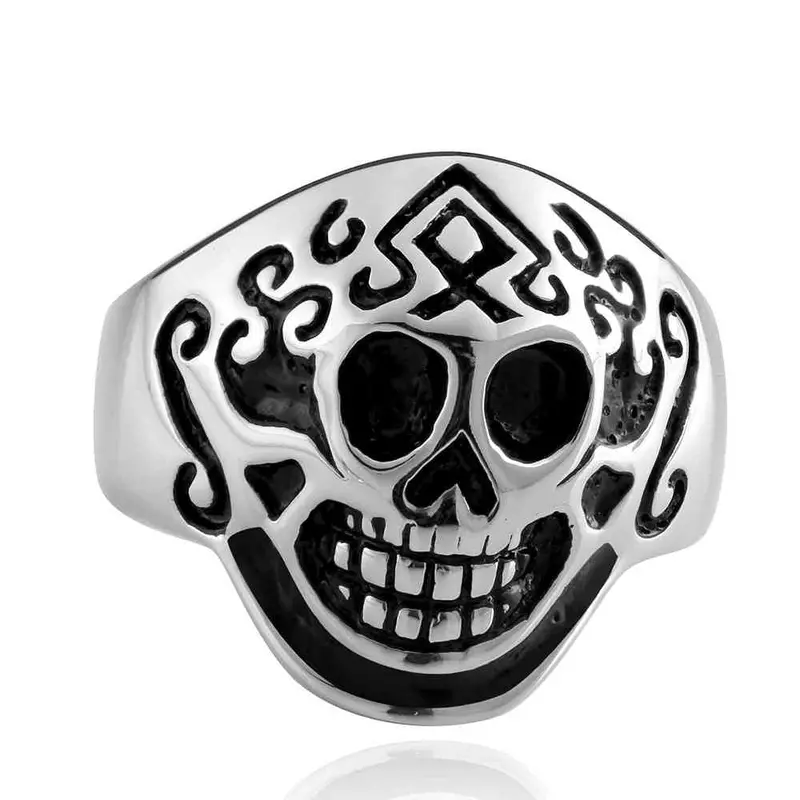 Punk Style Stainless Steel Engagement Rings Cute Skull Smile Aneis Elegant Mayar  8 1