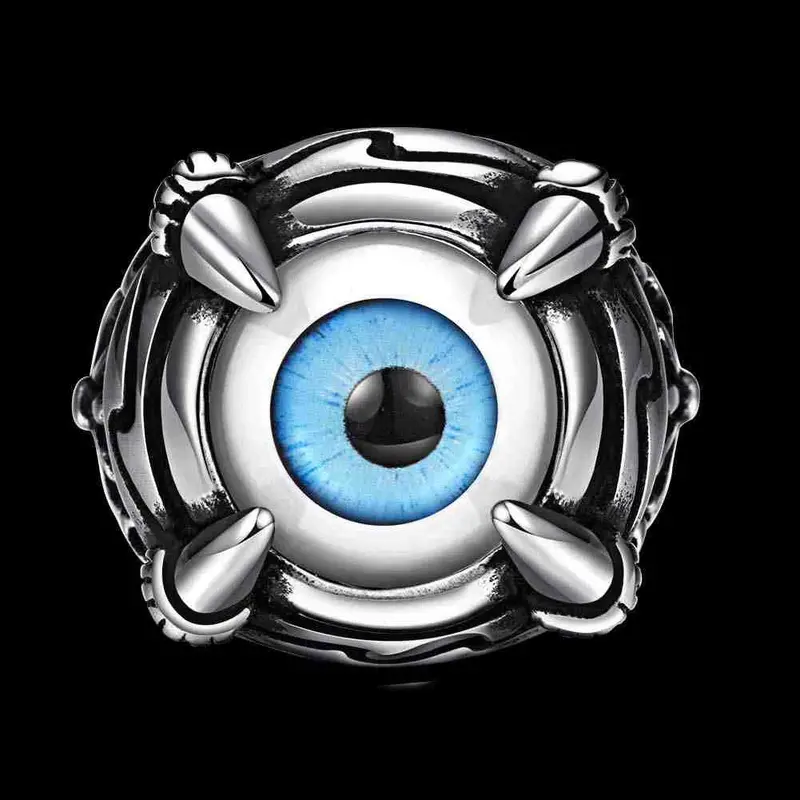 Punk Style Stainless Steel Rings Four Claws Eye Anillos Hand Madeball Mayar235 4