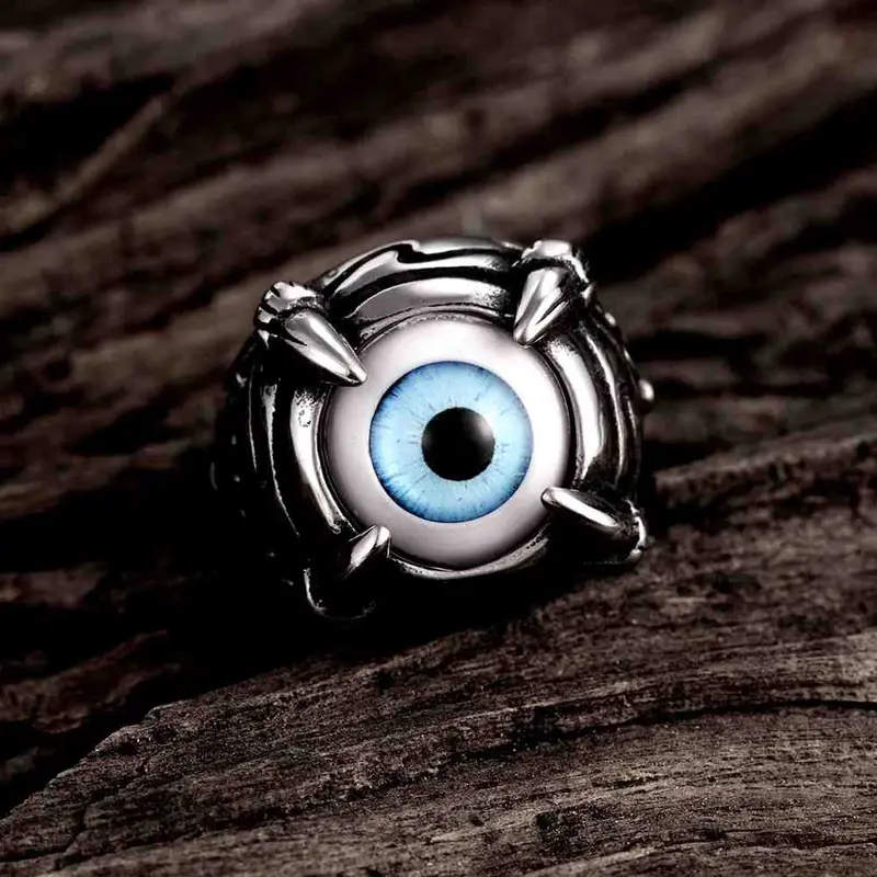 Punk Style Stainless Steel Rings Four Claws Eye Anillos Hand Madeball Mayar235 5