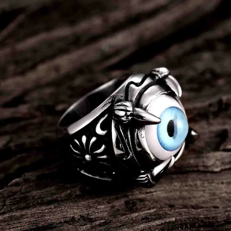 Punk Style Stainless Steel Rings Four Claws Eye Anillos Hand Madeball Mayar235 6