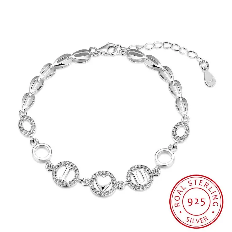 Pure 925 Sterling Silver Bracelets & Bangles Moon Star Brazaletes Pulseras Mujer Hand Madeball Hbh 72 5