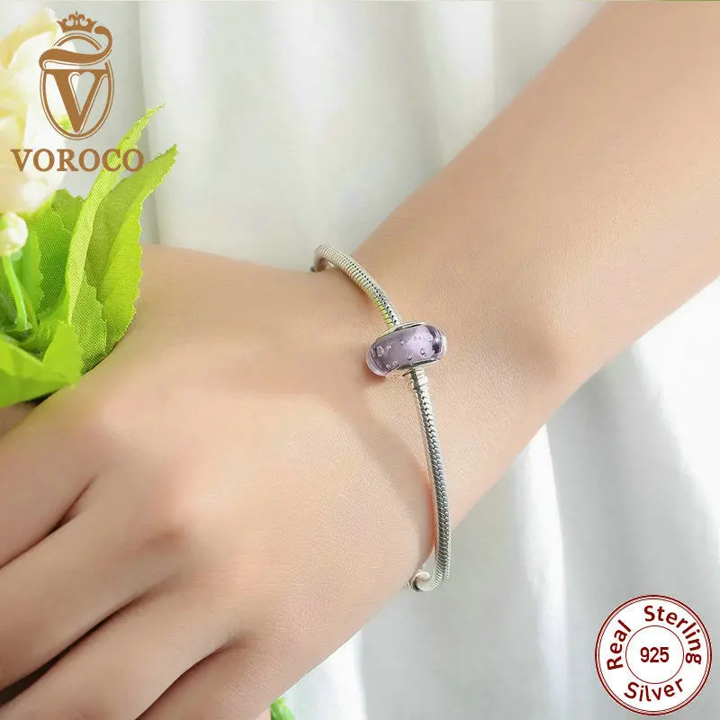 Purple European Murano Glass Beads Fit Pandora Diy Bracelets Necklace Beads Makings Z001 2