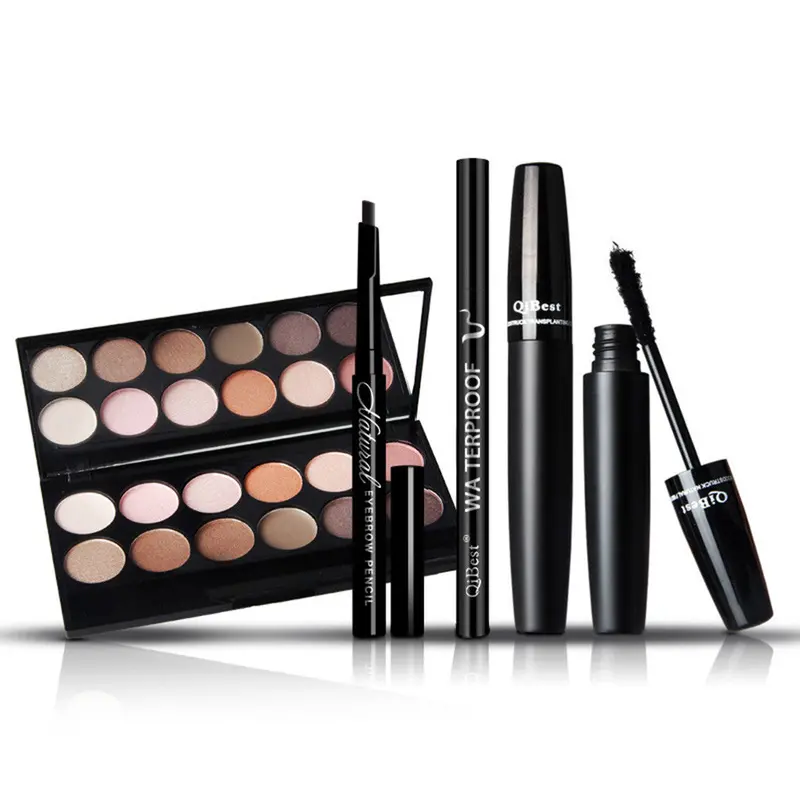 Qibest 5Pcs Makeup Set Essential Tools Mascara + Eyeshadow + Eyeliner + Eyebrow Pencil Comstics 1