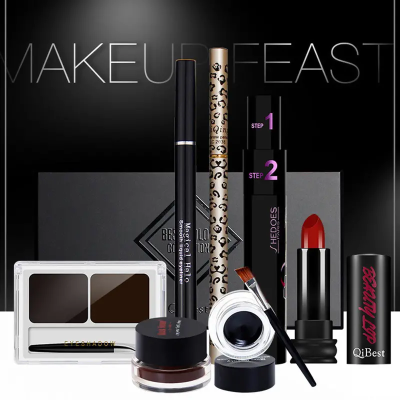 Qibest Q701 Sets Of 7Pcs Pro Beauty Makeup Waterproof Long Lasting Eye Eyebrow Lipstick Makeup Cosmetics 1