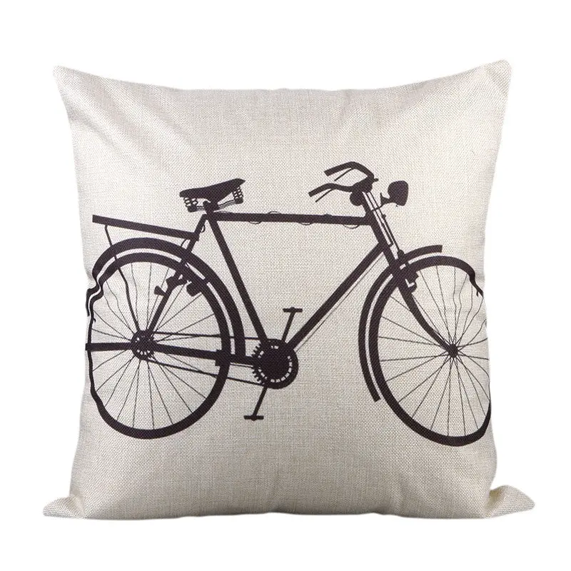 Qualified Bicycle Decorative Linen Cloth Pillow Cover Cushion Case 18 X 18 Inch 84572 1