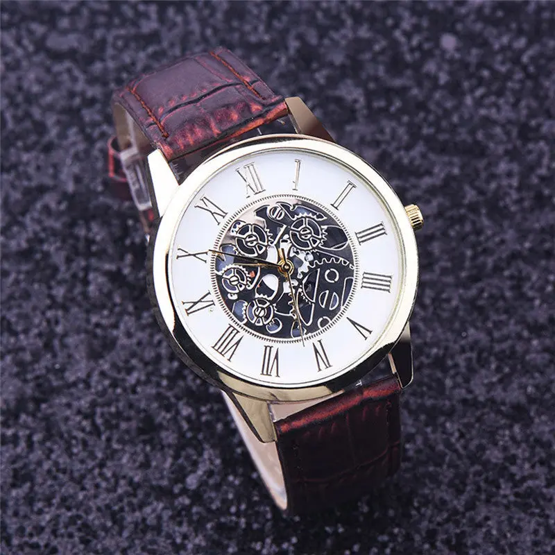 Quality Watch Men Sport Rome Digital Leather Band Analog Dial Quartz Wrist Watch Clock Relogio Masculino 2