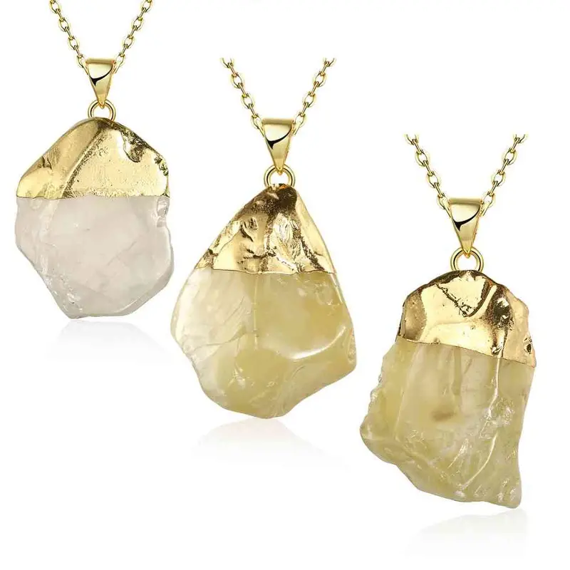 Quartz Crystal Statement Necklace Casual Stone Collares Mujer293 1