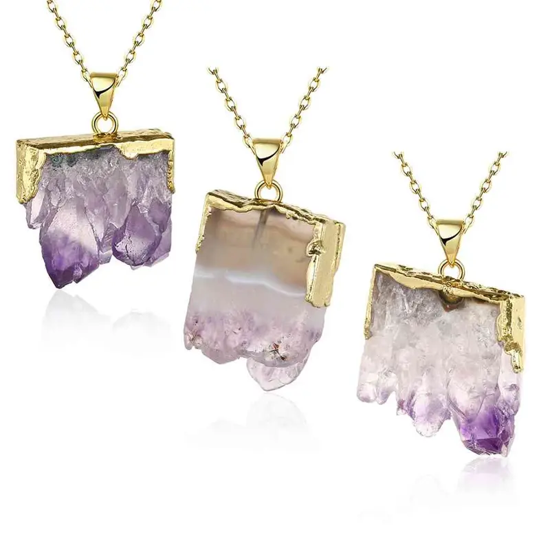 Quartz Crystal Statement Necklace Casual Stone Collares Mujer293 8