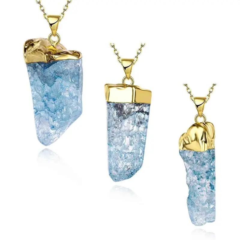 Quartz Crystal Statement Necklace Casual Stone Collares Mujer293 9
