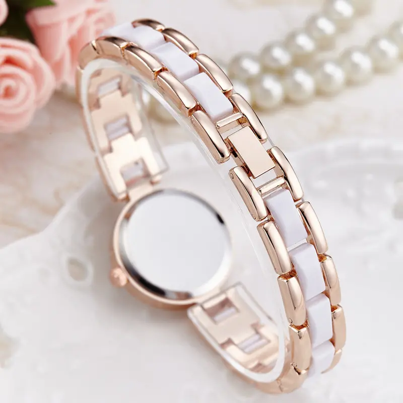 Quartz Ladies Watch Women Famous Crystal Bezel Silver Dial Two Tone Bracelet Watch Feida 2