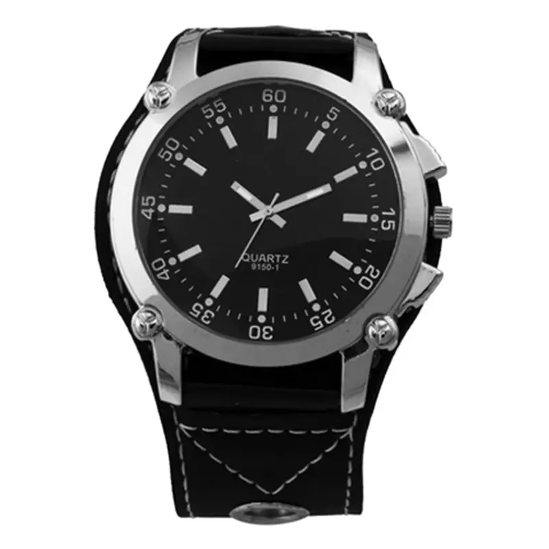 Quartz Sport Luminousoversized Wrist Watch Analog Round Dial Leather Belt 1