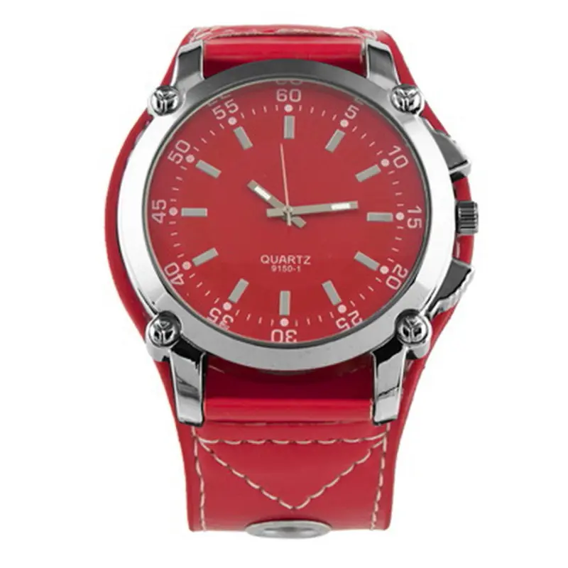 Quartz Sport Luminousoversized Wrist Watch Analog Round Dial Leather Belt 2