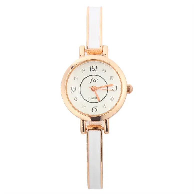 Quartz Watch Golden Chain Watchband Mini Analog Round Dial With White;Black;Red Color 1