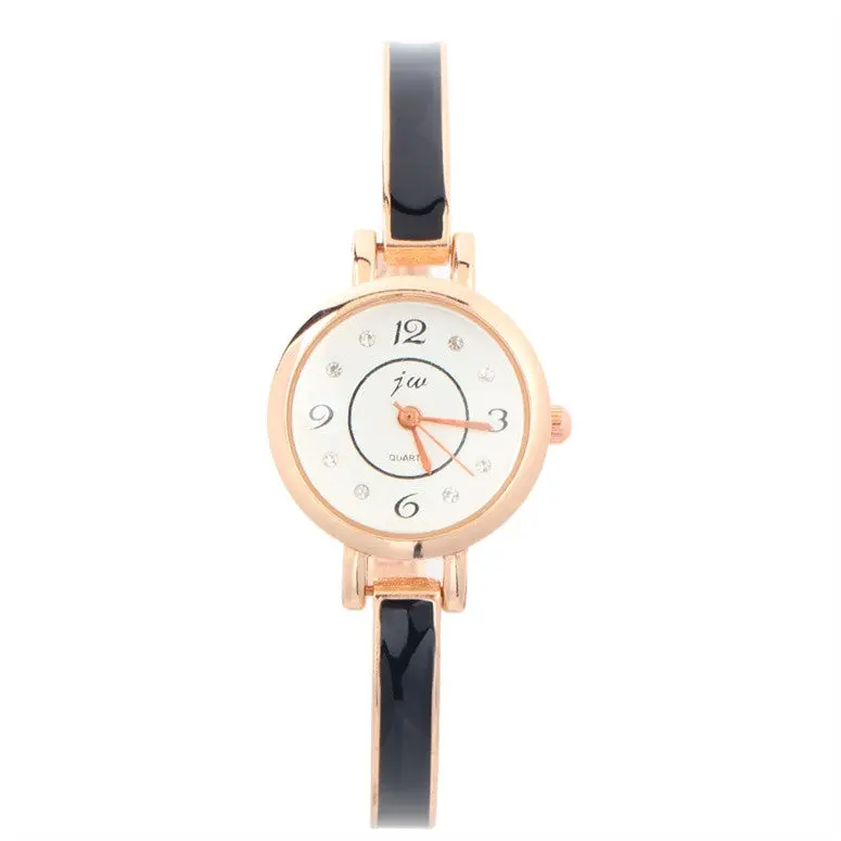 Quartz Watch Golden Chain Watchband Mini Analog Round Dial With White;Black;Red Color 2