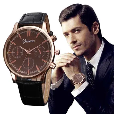 Quartz Watch Mens Geneva Retro Top Luxury Design Pu Leather Band Clock Relogio Masculino Analog Wrist Watches 1