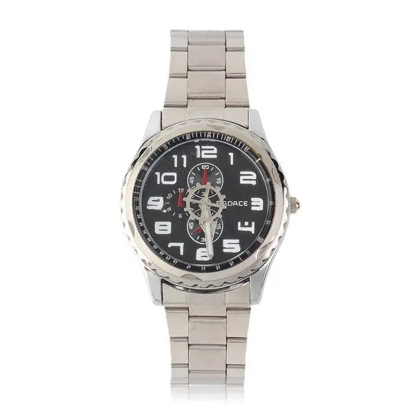 Quartz Watch Sliver Band Three Sub Dials Design Analog Round Dial With Blackwhite Color 1
