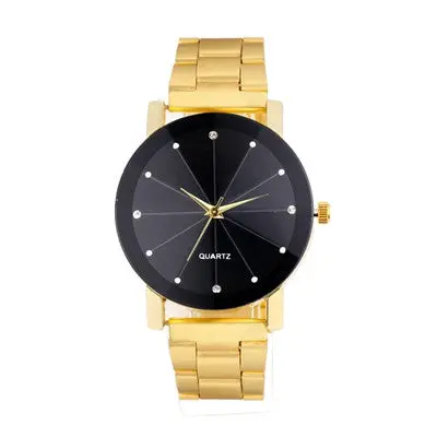 Quartz Watch Top Luxury Quartz Gold Silver Convex Surface Clock Stainless Steel Dial Watch Relogio Masculino 1
