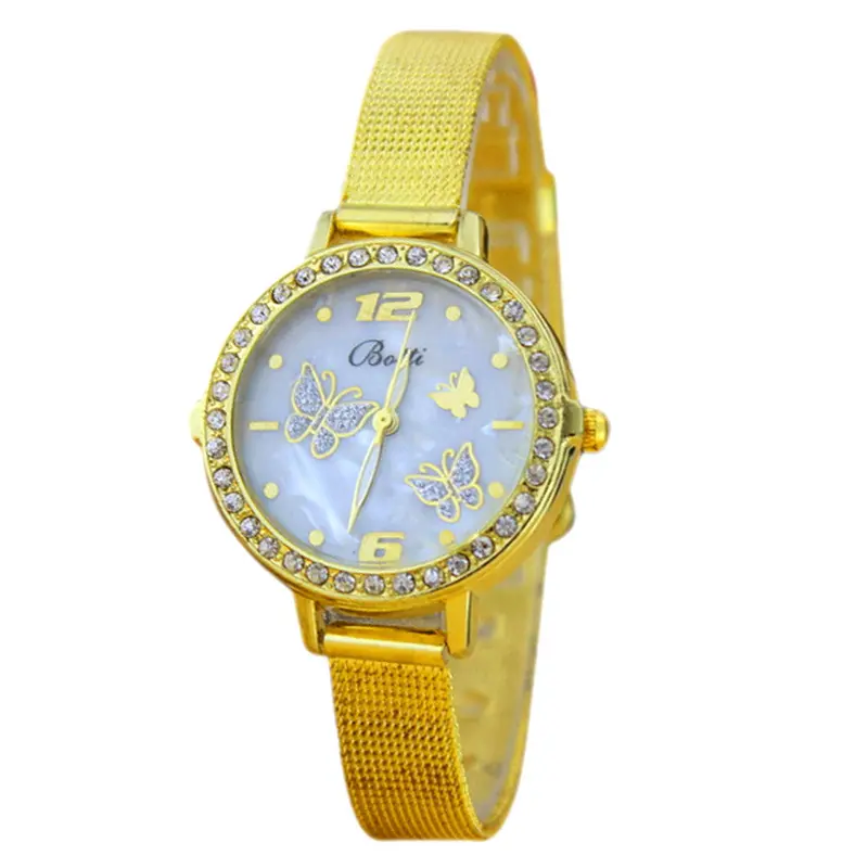 Quartz Watches Casual Watch Ladies Reloj Mujer Montre Women Gold Fine Belt Diamond Butterfly Wrist Watch 1