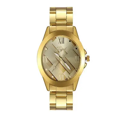 Quartz Watches Men's Golden Silver Top Luxury Military Business Clock Simple Relogio Masculino Stainless Steel Watch 1