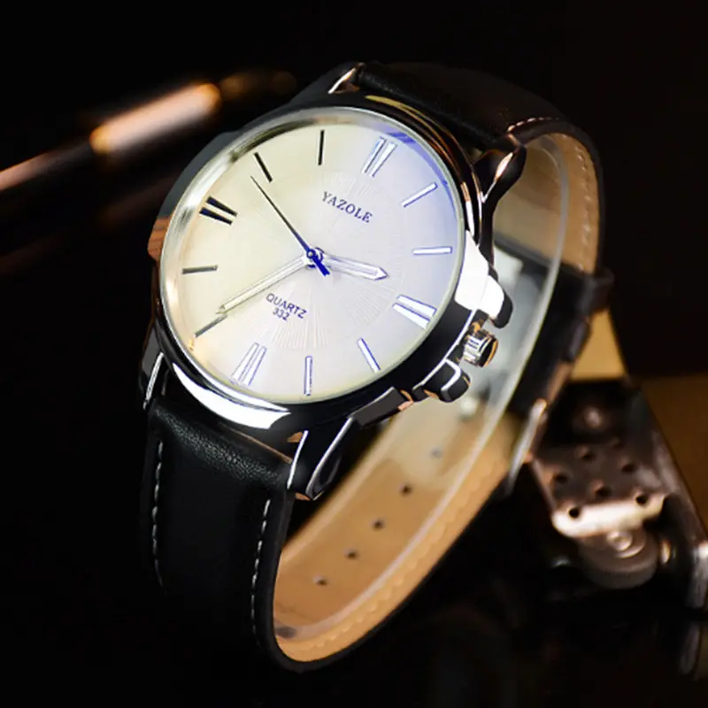 Quartz Watchtop Luxury Wristwatchclock Wrist Watch Business Leather Large Dial Quartz-Watch Relogio Masculino 2