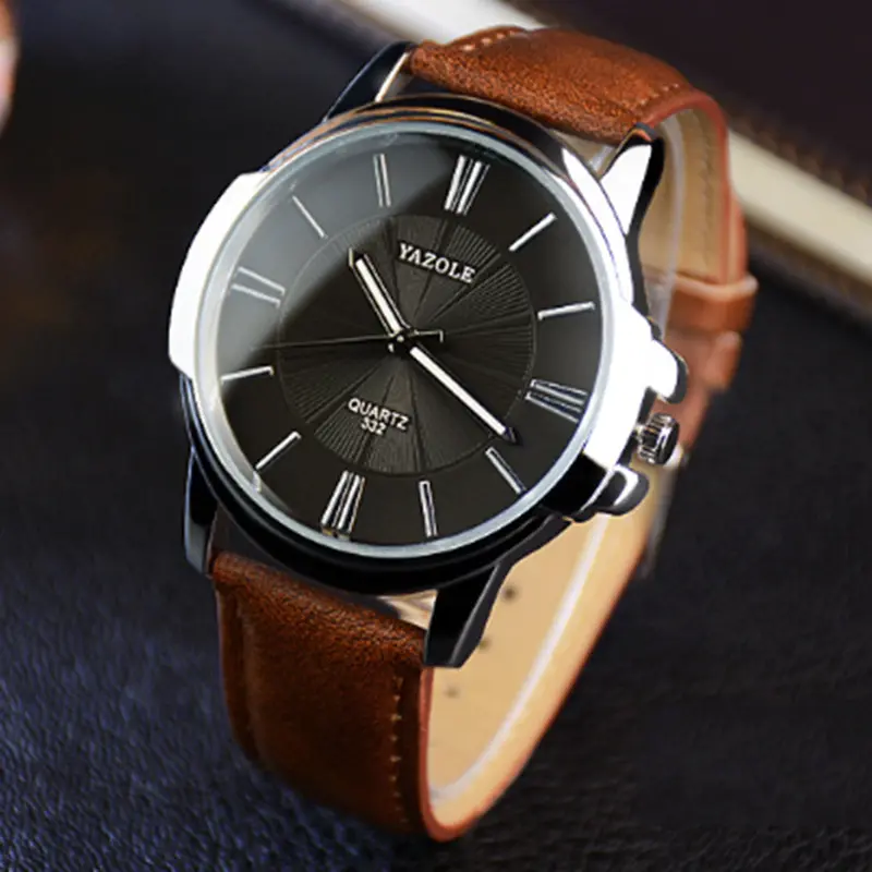 Quartz Watchtop Luxury Wristwatchclock Wrist Watch Business Leather Large Dial Quartz-Watch Relogio Masculino 3