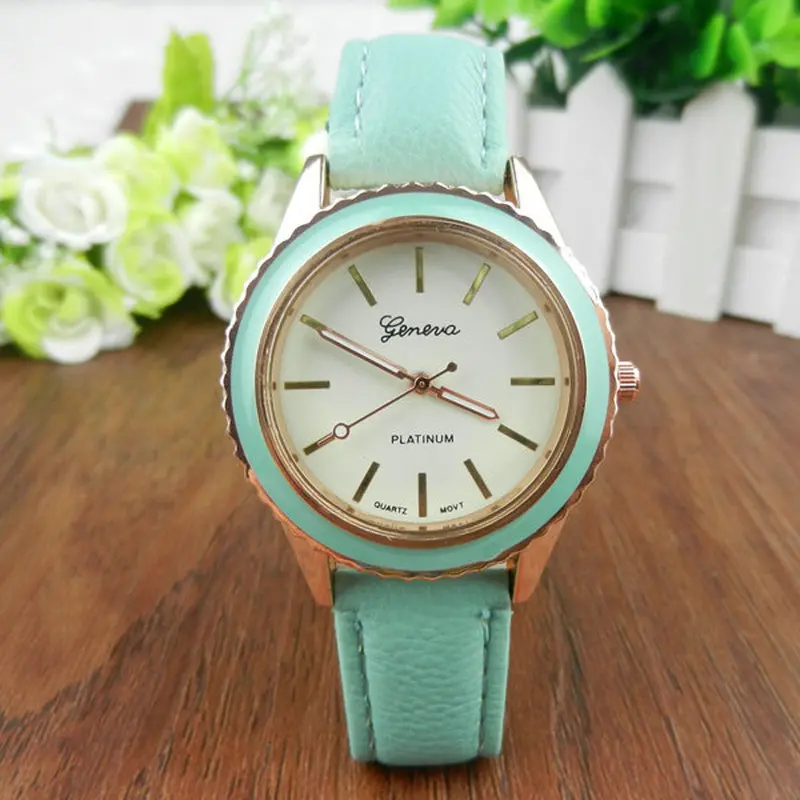 Quartz Women Watches Vogue Casual Candy Color Leather Watch Wristwatch Relojes Relogio Feminino Saat Clocks 1