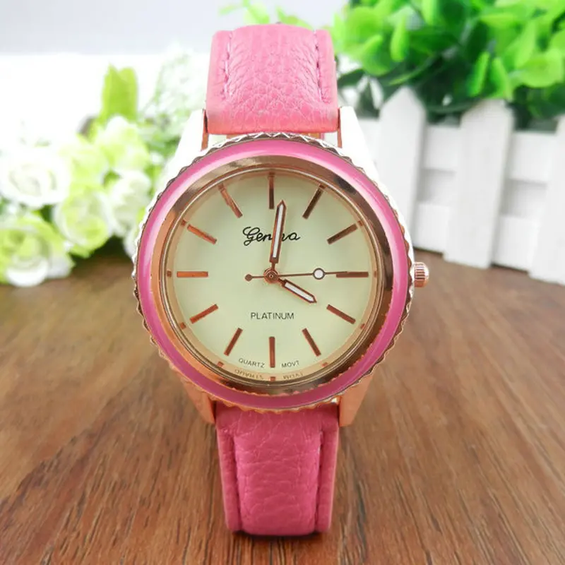 Quartz Women Watches Vogue Casual Candy Color Leather Watch Wristwatch Relojes Relogio Feminino Saat Clocks 3