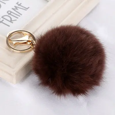 Rabbit Fur Ball Keychain For Bag Plush Car Key Ring Car Key Pendant Gifts For Girl 2