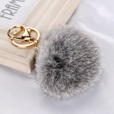Rabbit Fur Ball Keychain For Bag Plush Car Key Ring Car Key Pendant Gifts For Girl 3